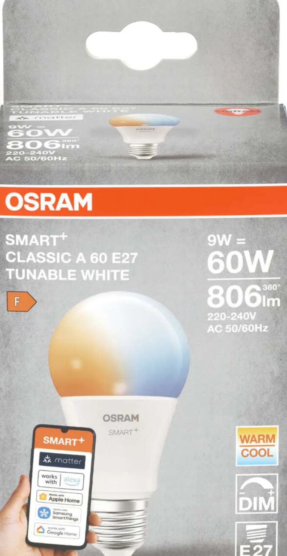 OSRAM Smart LED pære E27 9W Tunable White