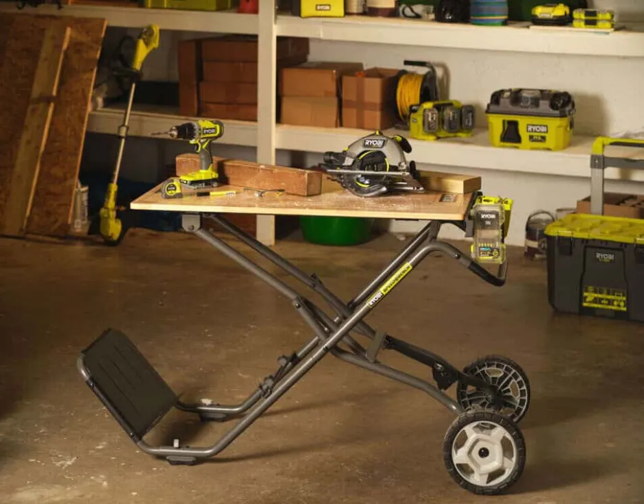 Ryobi 2-i-1 arbeidsbenk/transport tralle