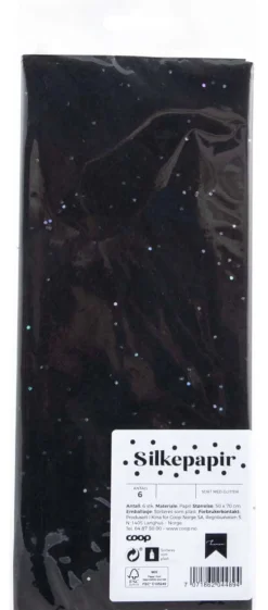 Silkepapir med glitter 6pk