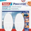 tesa® Powerstrips large oval hvit krok 2-pk
